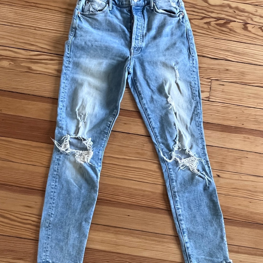MOTHER distressed light wash jeans size 27